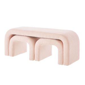 Modern Set of 3 U-Shaped Teddy Ottoman Bench Small Extra Seating for Entryway Bedroom or Sofa <b>Footrest</b> - Product Image 6