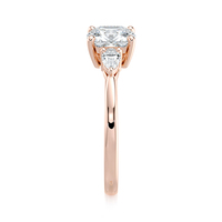 Bague de fiançailles à trois pierres en diamant de laboratoire taille coussin 1,70 CTW certifiée IGI en or massif 14K plaqué rhodium, luxe pour mariage