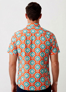 เสื้อเชิ้ตผู้ชายแขนสั้นพิมพ์ลายดอกไม้ผ้าฝ้ายลำลองคอปกสไตล์ฤดูร้อน - Product Image 2