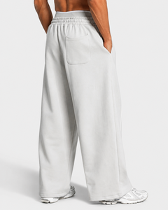 Custom Moon Grey Men's Contrast Line <b>Oversized</b> Jogger Premium Quality Cotton Fleece Trouser Wide Leg Mens Back Pocket <b>Sweatpants</b> - Product Image 2