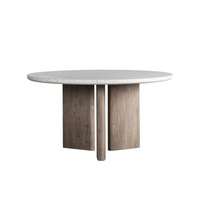 Table à manger moderne avec pieds en bois, plateau en MDF, design panneau 919, pour appartement, chambre, cuisine, bureau à domicile, salon, hôtel, usage domestique, transparente