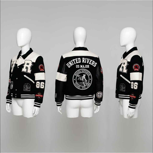 Veste universitaire de luxe en laine et cuir, style Letterman, avec patchs en chenille brodés, collection Baseball Fashion Factory - Product Image 4