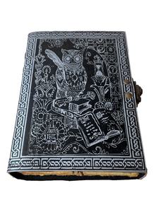 Journal à couverture rigide en cuir noir fait à la main avec papier recyclable Reliure thermique Agenda de voyage Fournitures de bureau Cadeaux parfaits - Product Image 5