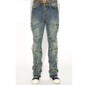 กางเกงยีนส์เดนิมทรงสลิมสกินนี่ผู้ชายสั่งทำขายส่ง แฟชั่นสไตล์ไฮสตรีท ทรงปกติ พร้อมโลโก้ที่เอว - Product Image 5