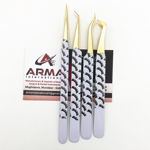 Pinzas de Precisión para Extensión de Pestañas de Acero Inoxidable con Punta de Oro de 24k y Ángulo de 45 Grados, Recubiertas con Papel Aislante - Product Image 2
