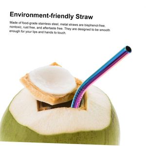 Púrpura 3 juegos (9 uds) pajitas rectas dobladas reutilizables bolsa de cepillo de almacenamiento colorida para el hogar para fiestas restaurantes pajitas desechables - Product Image 5