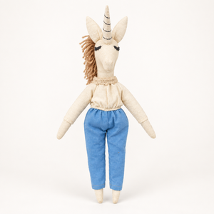 Peluche Cheval Doux en Coton à Longues Cornes avec Vêtements, Jouet en Tissu pour Enfants, Cadeau d'Anniversaire, Décoration de Chambre - Product Image 1