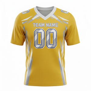 Maillot de football américain personnalisé pour adultes, manches courtes, respirant, option grande taille, devant 100% polyester, col en V - Product Image 1