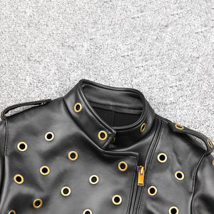 Veste en cuir véritable sur mesure de haute qualité avec design ajouré en cuir de mouton véritable pour femmes - Product Image 3