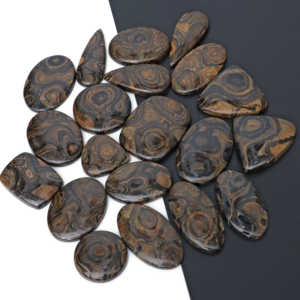 Vente en gros de cabochons en pierre précieuse naturelle Stromatolite Radha Arts, en vrac, pour bijoux, à dos plat, polis, pour la lithothérapie, provenance Rajasthan, 25-40mm - Product Image 6