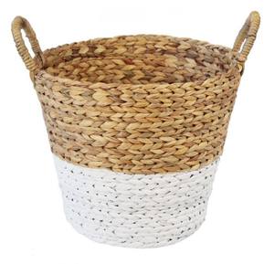 Panier de rangement rectangulaire en jacinthe d'eau naturelle, panier décoratif de haute qualité avec poignées pour le rangement et l'organisation à la maison - Product Image 1