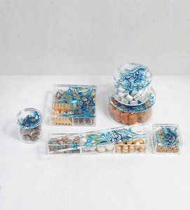Boîte de rangement alimentaire en acrylique de luxe avec couvercle en bois nacre fait main, organisateur de cuisine haut de gamme - Product Image 1