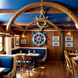 Wooden Nautical Ship Steering Wheel <b>Wall</b> <b>Decor</b> Beach Style Rudder Hanging for Home - Product Image 5