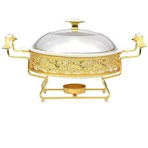 Olla Redonda de Acero Inoxidable Chapada en Oro Rosa con Tapa, Recipiente Aislado para Mantener Alimentos Calientes, 24 cm de Diámetro, Diseño Glamuroso - Product Image 4