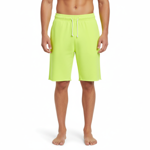 Men Cotton Fleece Knee Length Shorts Lightweight Relaxed Fit <b>Elastic</b> Waist Comfortable Summer Wear Solid Colour Short Pants - Product Image 1