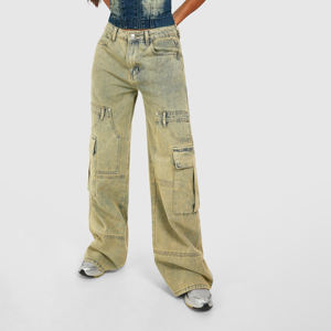 กางเกงยีนส์แฟชั่นขายส่ง MOQ ต่ำ สำหรับผู้หญิง ใช้กลางแจ้ง ผลิตจากปากีสถาน กางเกงโอเวอร์ไซส์สำหรับผู้หญิง - Product Image 6