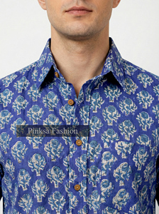 เสื้อเชิ้ตผู้ชายพิมพ์ลายด้วยมือ ผ้าฝ้าย 100% ระบายอากาศได้ดี ลายดอกไม้ แขนสั้น สไตล์ลำลอง ติดกระดุม สำหรับขายส่งช่วงฤดูร้อน - Product Image 3