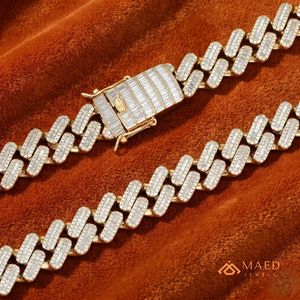 Collier en Moissanite Plaqué Or 18K, Chaîne Maille Cubaine, Bijoux Tendance pour Femmes et Hommes, Style Moderne, Chaîne Fine de Type New York City - Product Image 2