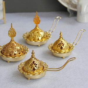 เตาเผากำยานโลหะสีทองแบบกลวง สำหรับบัคฮูร์ กลิ่นหอมบำบัด ใช้ตกแต่งบ้าน - Product Image 3