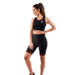 Conjunto Deportivo de Dos Piezas Negro para Mujer – Top Corto sin Mangas y Pantalones Cortos de Cintura Alta - Product Image 6