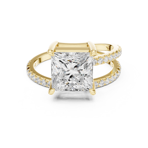 Anillos de Boda Clásicos de Moda con Diseño de Tallo Dividido, Oro Sólido de 14K, Diamante Cultivado en Laboratorio IGI de Corte Princesa de 3 CT, Regalo de Aniversario - Product Image 1