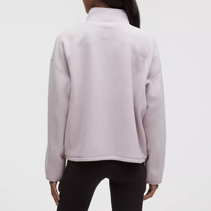 Chaqueta de Forro Polar Gris Claro para Mujer, a la Moda, Personalizada, con Cuello Alto, Manga Larga, Cierre de Cremallera 1/4, Corte Regular, Estilo Pullover para Otoño - Product Image 2