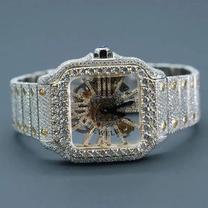 Reloj de Lujo con Diamantes Moissanite, Correa de Plata, Cristal de Zafiro, Caja Cuadrada, Cierre Oculto, Movimiento Analógico de Cuarzo ETA, Unisex, 15 mm - Product Image 4