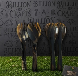 Cuillère en corne naturelle, cuillère de service artisanale en corne, couverts rustiques en corne de qualité supérieure - Product Image 2