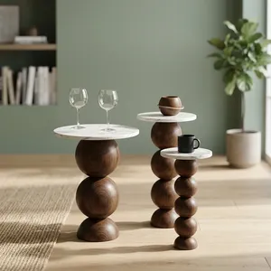 Modern <b>Marble</b> Top Wooden <b>Nesting</b> Coffee <b>Tables</b> Minimalist Living Room Furniture Solid Wood Design - Product Image 1