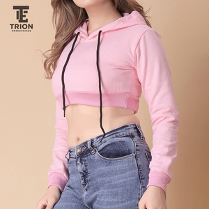 Sudadera con Capucha Corta de Invierno para Mujer, 100% Algodón, Forro Polar, Manga Larga, Bolsillo Frontal, Color Sólido, Estilo Urbano, Calidad Premium OEM - Product Image 3