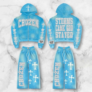 Survêtements unisexes à capuche personnalisés OEM pour l'hiver, en coton lourd, respirants, à séchage rapide, avec imprimé graphique vintage - Product Image 2