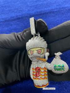 Colgante 3D personalizado de moissanita VVS con incrustaciones de esmalte, en plata S925, pasa el test de diamante, joyería para rapero, dije 3D personalizado en plata - Product Image 2