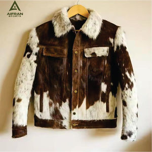 Chaqueta de Invierno de Cuero Genuino Grueso con Cuello de Piel de Vaca y Diseño Vintage para Hombre, AIFRAN SPORTS - Product Image 1