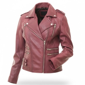 Manteau en cuir pour femme, structure raffinée offrant une silhouette élégante, complément parfait pour un look chic. Veste en cuir. - Product Image 1