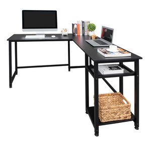 Scrivania per Computer FCH Nera 140cm in Truciolato con Triamina, Forma a L ad Angolo Retto - Product Image 1