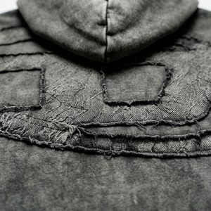 Sweat-shirt à capuche personnalisé pour homme, coupe oversize, épaules tombantes, en molleton épais, délavé à l'acide, style vintage, vierge - Product Image 4