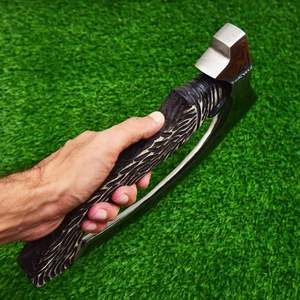 Hache à pizza Viking artisanale de qualité industrielle, lame de 12 pouces en acier à haute teneur en carbone, coupe-pizza à dos plat, manche en bois, lame de rasoir - Product Image 2