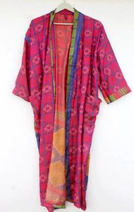 Kimono indio de mezcla de seda Poli, kimono bohemio de talla grande, bata de Kimono de seda para mujer - Product Image 4