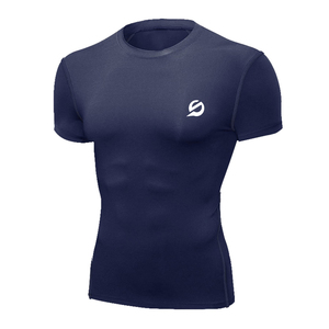T-shirts de sport ajustés entièrement personnalisés pour hommes, vêtements de course à pied, compression, gym, fitness, manches courtes - Product Image 1
