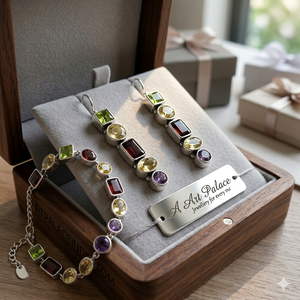 Pendientes Colgantes para Mujer Art Palace, Geométricos, de Aleación Plateada, con Incrustaciones de Gemas Multicolores, Estilo Bohemia, para Fiesta - Product Image 3
