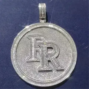 Colgante de Letra Personalizado con Moissanita Real de Corte Redondo de 3.50Ct, Chapado en Oro Blanco de 14K sobre Plata de Ley para Mujer - Product Image 1