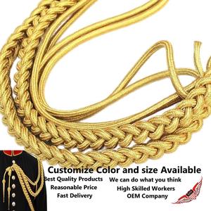 Shoulder Aiguillette Mylar Gold wire <b>cord</b> Two Brass gold plated tips - Product Image 4