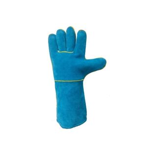 Gants de sécurité en cuir croûte bleu résistants à la chaleur avec doublure en silicone 500°C, avec pouce volant, pour le soudage et les travaux industriels - Product Image 1