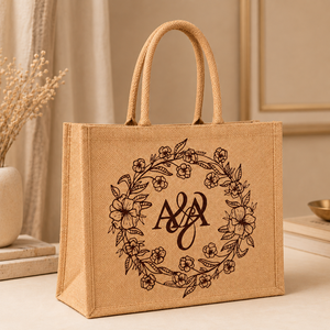 Laminated Lurex PP Jute <b>Gift</b> Tote Bag Natural 40x33x13 cm Custom Logo Printed Reusable Shopping Bag Wholesale OEM ODM Supplier - Product Image 3