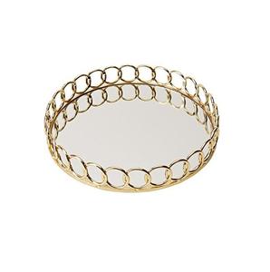 Metal And <b>Mirror</b> Tray With Stylish Frame For Vanity Organizer Makeup Storage And Decorative Display In Bedroom Space - Product Image 3