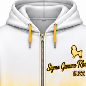 เสื้อฮู้ดผู้หญิงลายมัดย้อมสีขาวทองทรงโอเวอร์ไซส์ Sigma Gamma Rho แบบสั่งทำพิเศษสำหรับชมรมนักศึกษากรีก สไตล์แฟชั่นสตรีทแวร์ - Product Image 3
