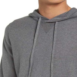 Sudadera con Capucha Gris para Hombre, Tejida, Corte Regular, Color Sólido, Ropa Casual, Temporada de Otoño, 100% Algodón, Manga Larga - Product Image 4