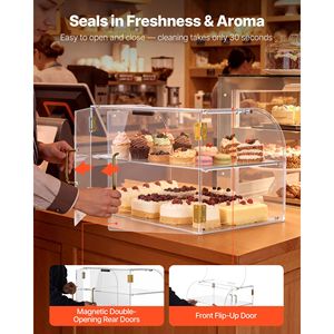 Vitrina Comercial de Acrílico Transparente de 2 Niveles para Panadería, Pastelería y Cocina, Ideal para Centros Comerciales y Fiestas - Product Image 4