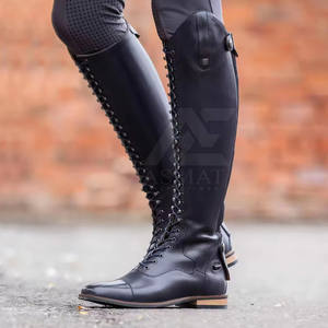 Botas de equitación de cuero premium para hombre, botas altas de equitación para entrenamiento profesional de equitación. - Product Image 6