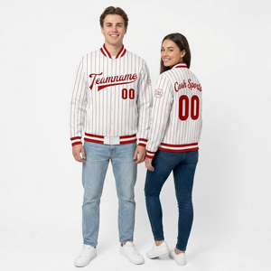 Custom Pinstripe Streetwear Varsity Jacket Personalized <b>Name</b> and Number Sublimated Baseball Bomber Jackets - Product Image 1